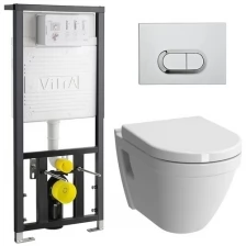 Комплект унитаза с инсталляцией Vitra S50 9003B003-7201 с сиденьем Микролифт и кнопкой смыва хром