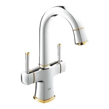 Смеситель для раковины Grohe Grandera L-Size, с двумя рукоятками, хром-золото 21107IG0