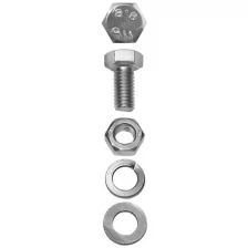 Болт (DIN933) в комплекте с гайкой (DIN934), шайбой (DIN125), шайбой пруж. (DIN127), M10x60мм, 2шт, ЗУБР