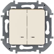 Выключатель двухклавишный с подсветкой/индикацией - INSPIRIA - 10 AX - 250 В~ - слоновая кость 673631