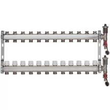 ColSys P813, 13 выходов. Коллекторная группа с отсекающими и термостатическими клапанами, автоматическими воздухоотводчиками и дренажными кранами